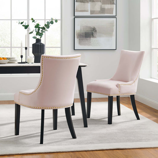 Marvelle Velvet Dining Chair Set of 2, Pink