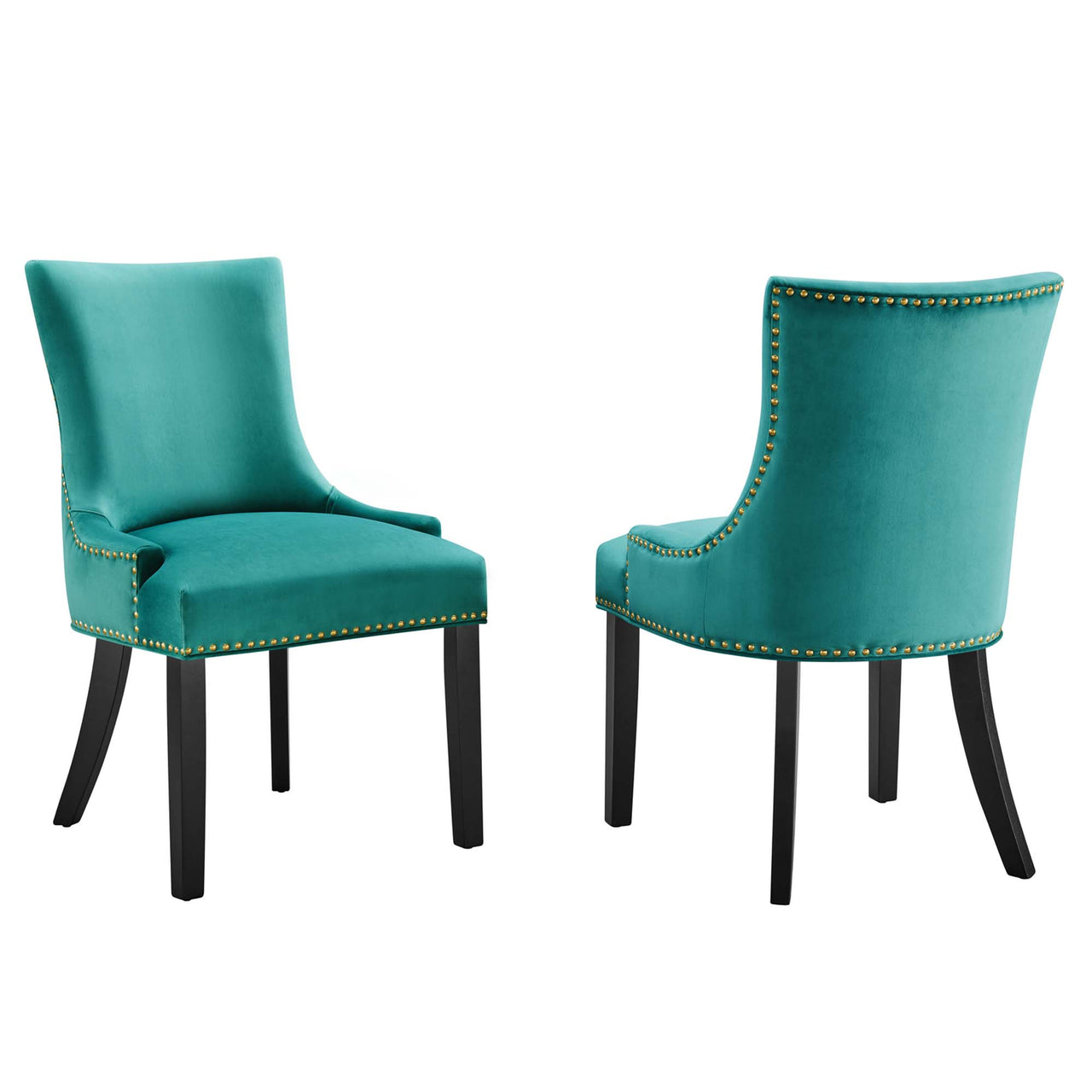 Marvelle Velvet Dining Chair Set of 2, Teal