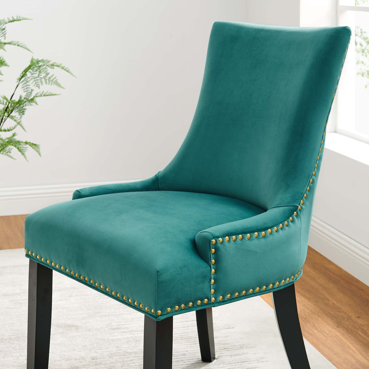 Marvelle Velvet Dining Chair Set of 2, Teal