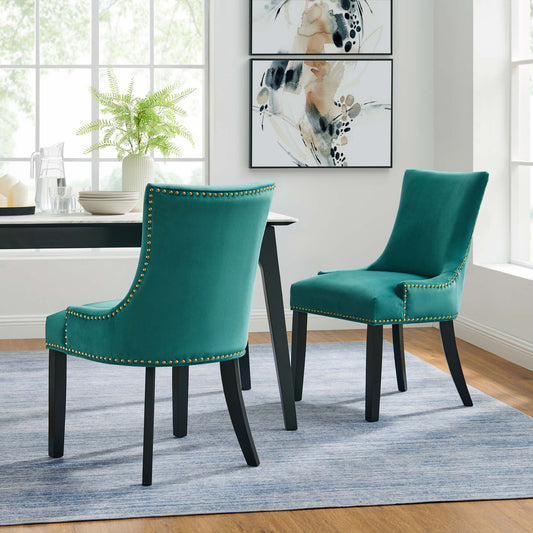 Marvelle Velvet Dining Chair Set of 2, Teal