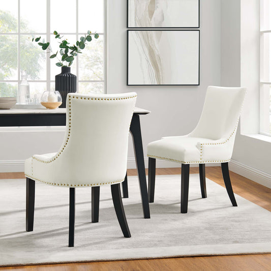 Marvelle Velvet Dining Chair Set of 2, White