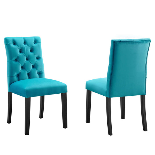 Heiress Upholstered Velvet Dining Chair Set of 2, Blue
