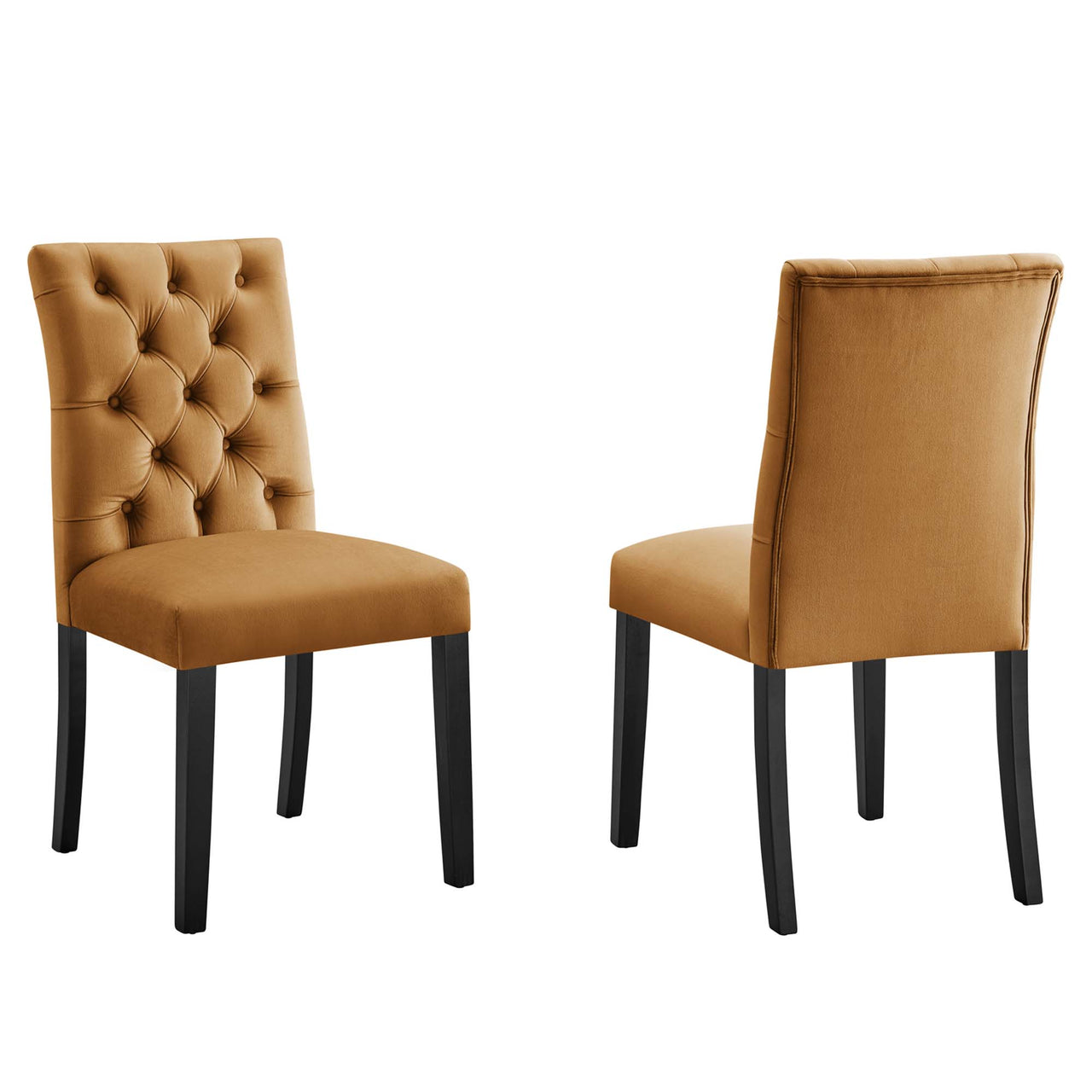 Heiress Upholstered Velvet Dining Chair Set of 2, Cognac
