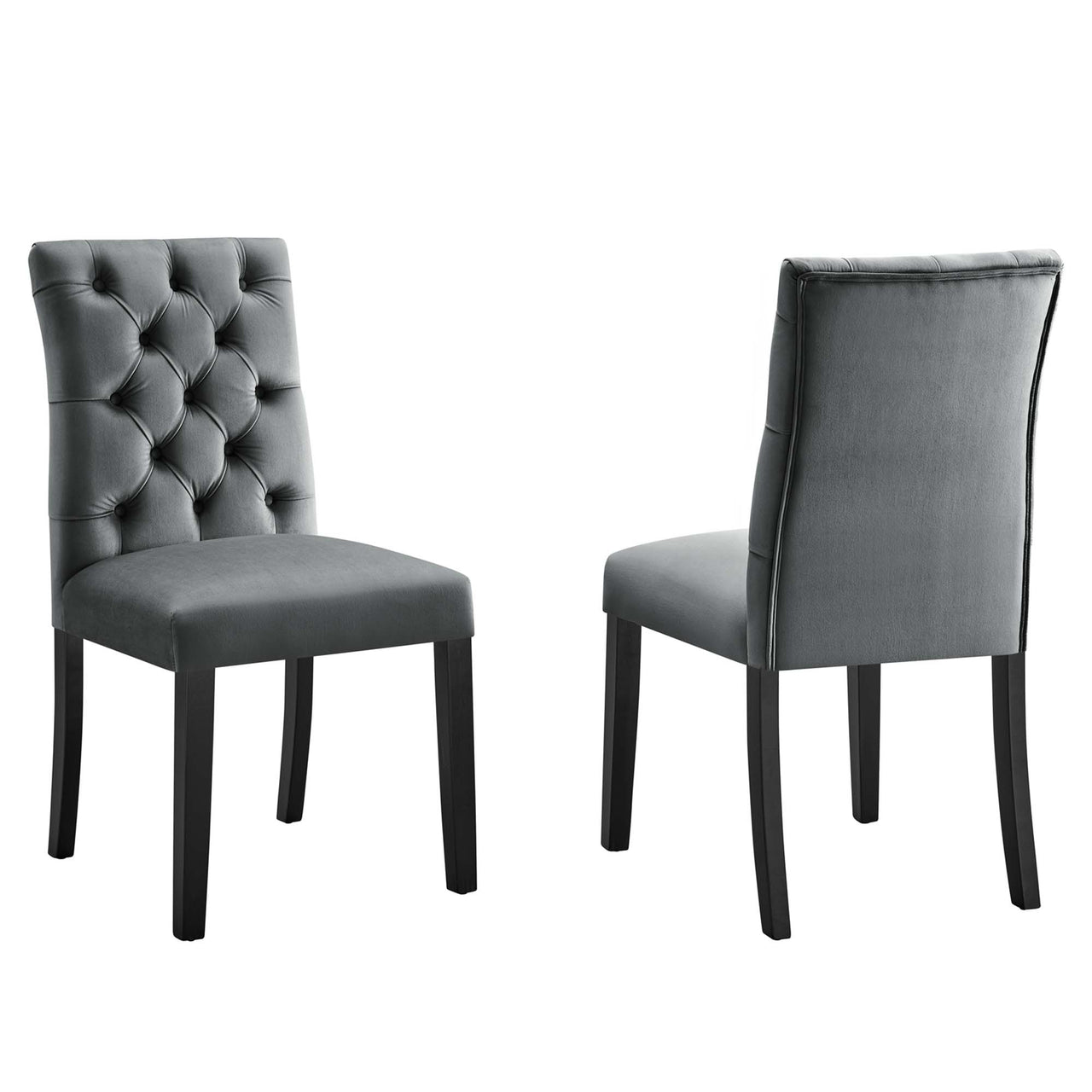 Heiress Upholstered Velvet Dining Chair Set of 2, Gray