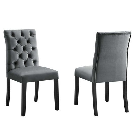 Heiress Upholstered Velvet Dining Chair Set of 2, Gray