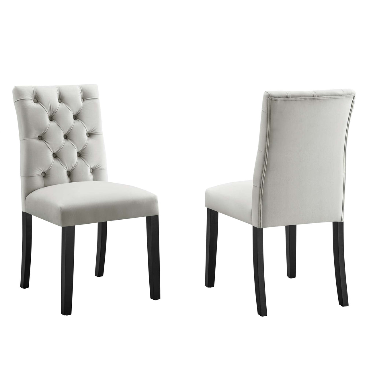 Heiress Upholstered Velvet Dining Chair Set of 2, Light Gray