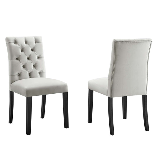 Heiress Upholstered Velvet Dining Chair Set of 2, Light Gray