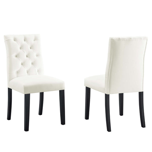 Heiress Upholstered Velvet Dining Chair Set of 2, White