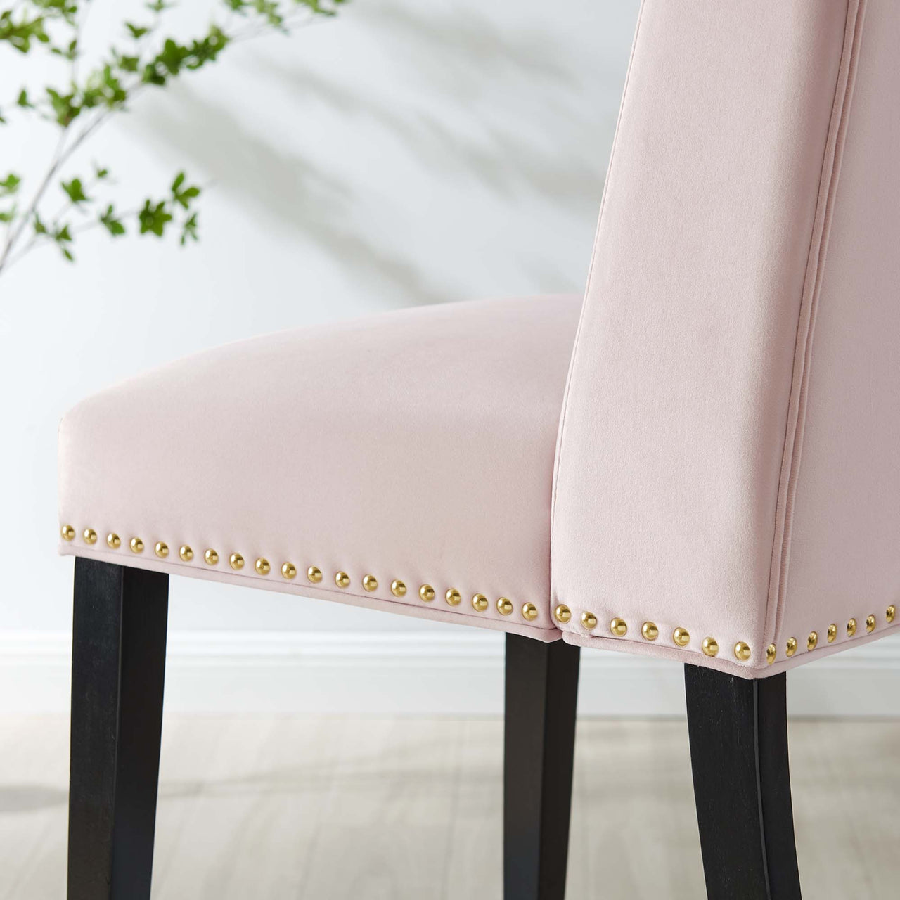 Bellare Velvet Dining Chair Set of 2, Pink