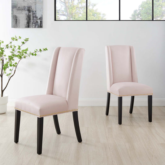 Bellare Velvet Dining Chair Set of 2, Pink
