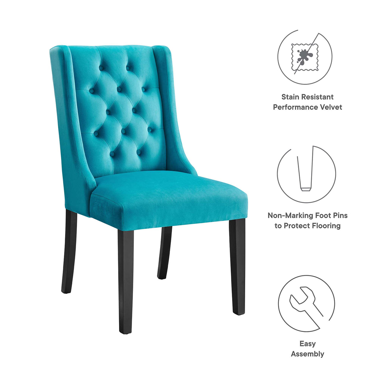 Bellarett Velvet Dining Chair Set of 2, Blue