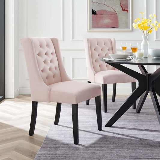 Bellarett Velvet Dining Chair Set of 2, Pink
