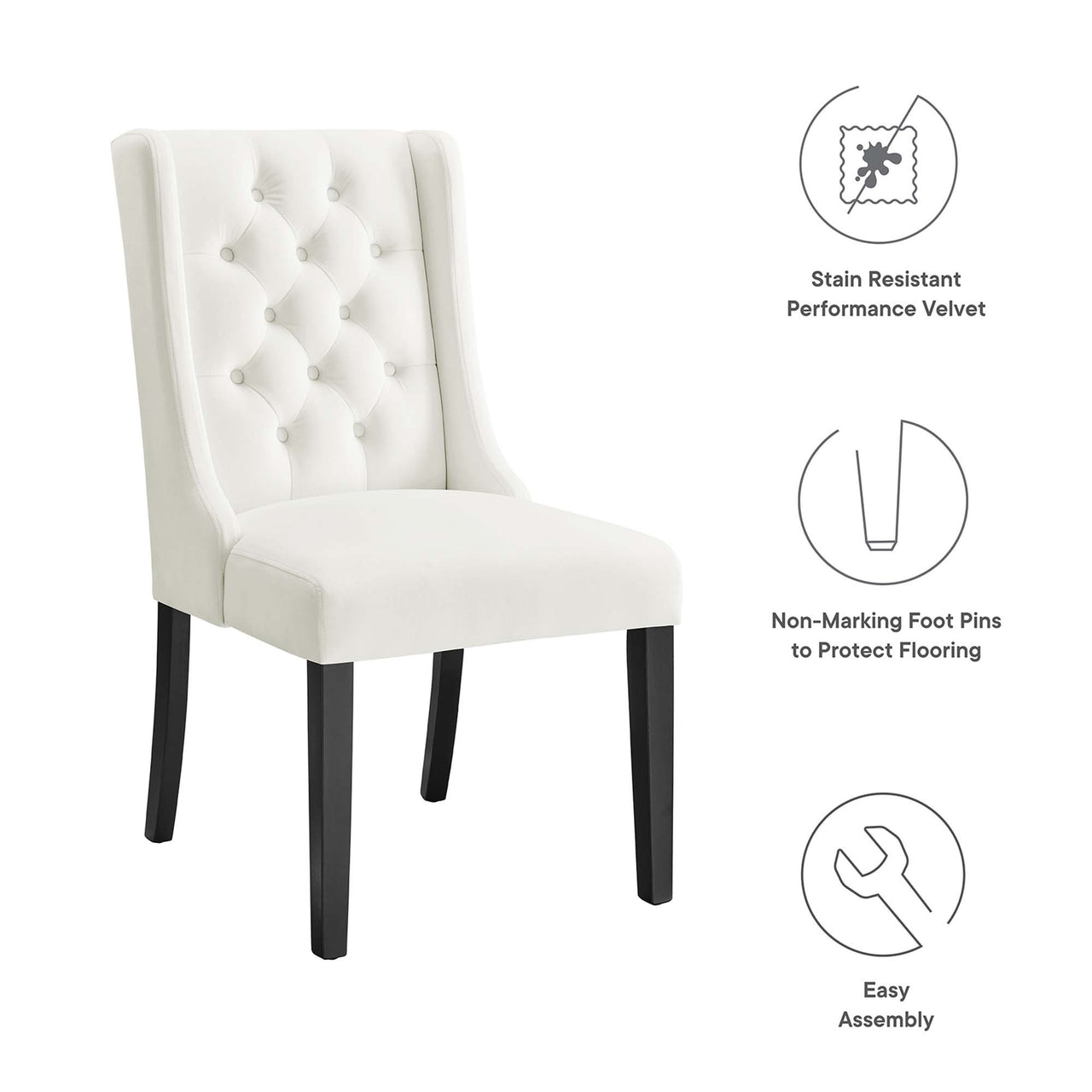 Bellarett Velvet Dining Chair Set of 2, White