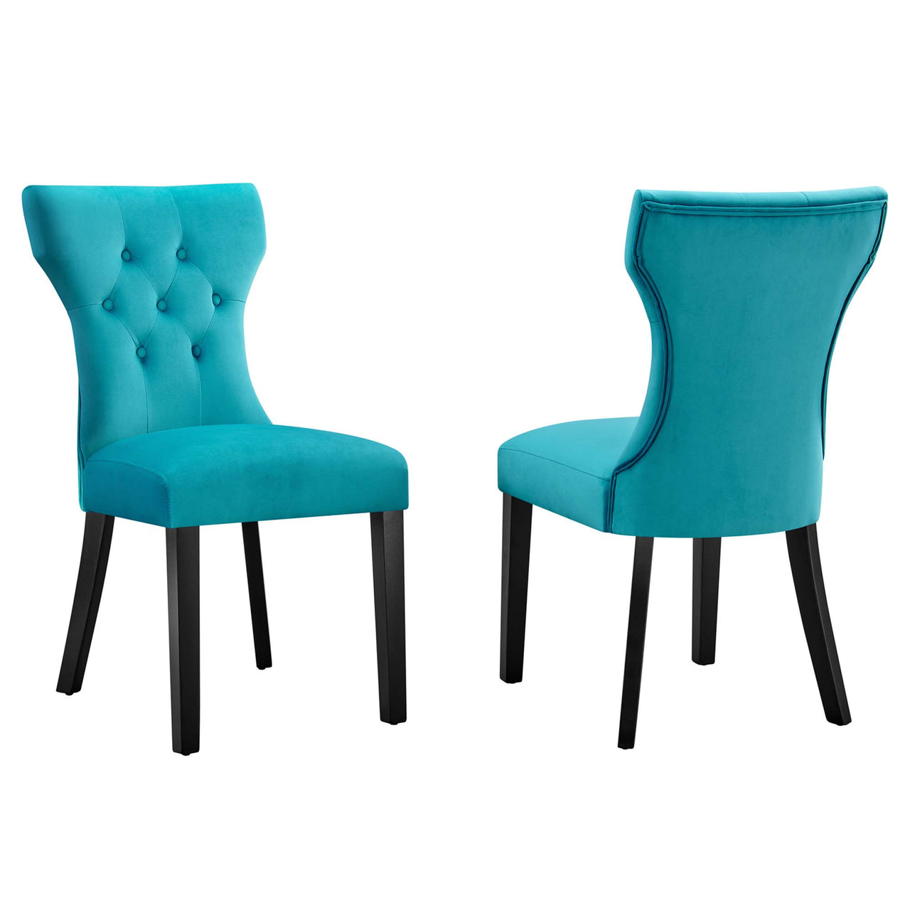 Hourglass Velvet Dining Chair Set of 2, Blue