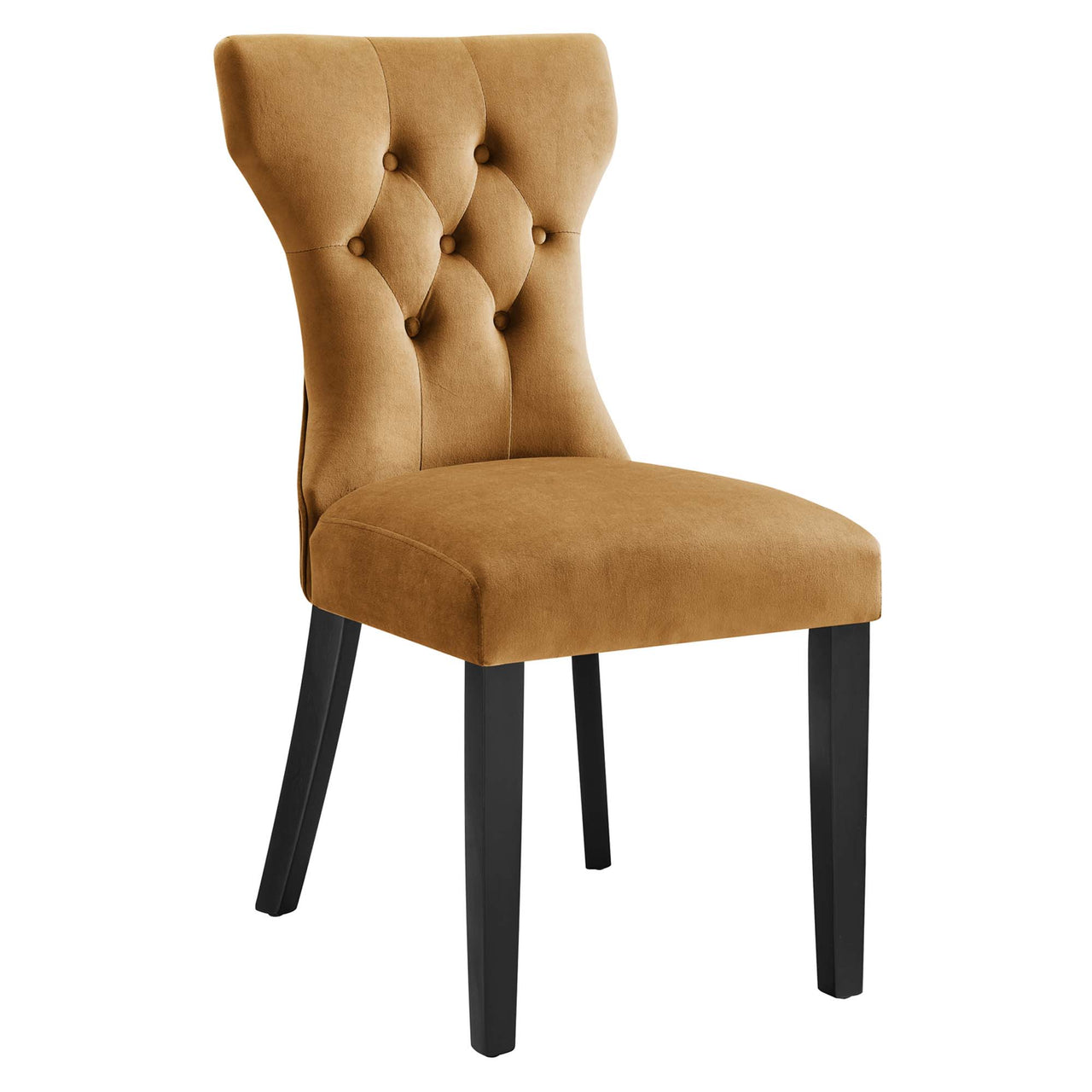 Hourglass Velvet Dining Chair Set of 2, Cognac