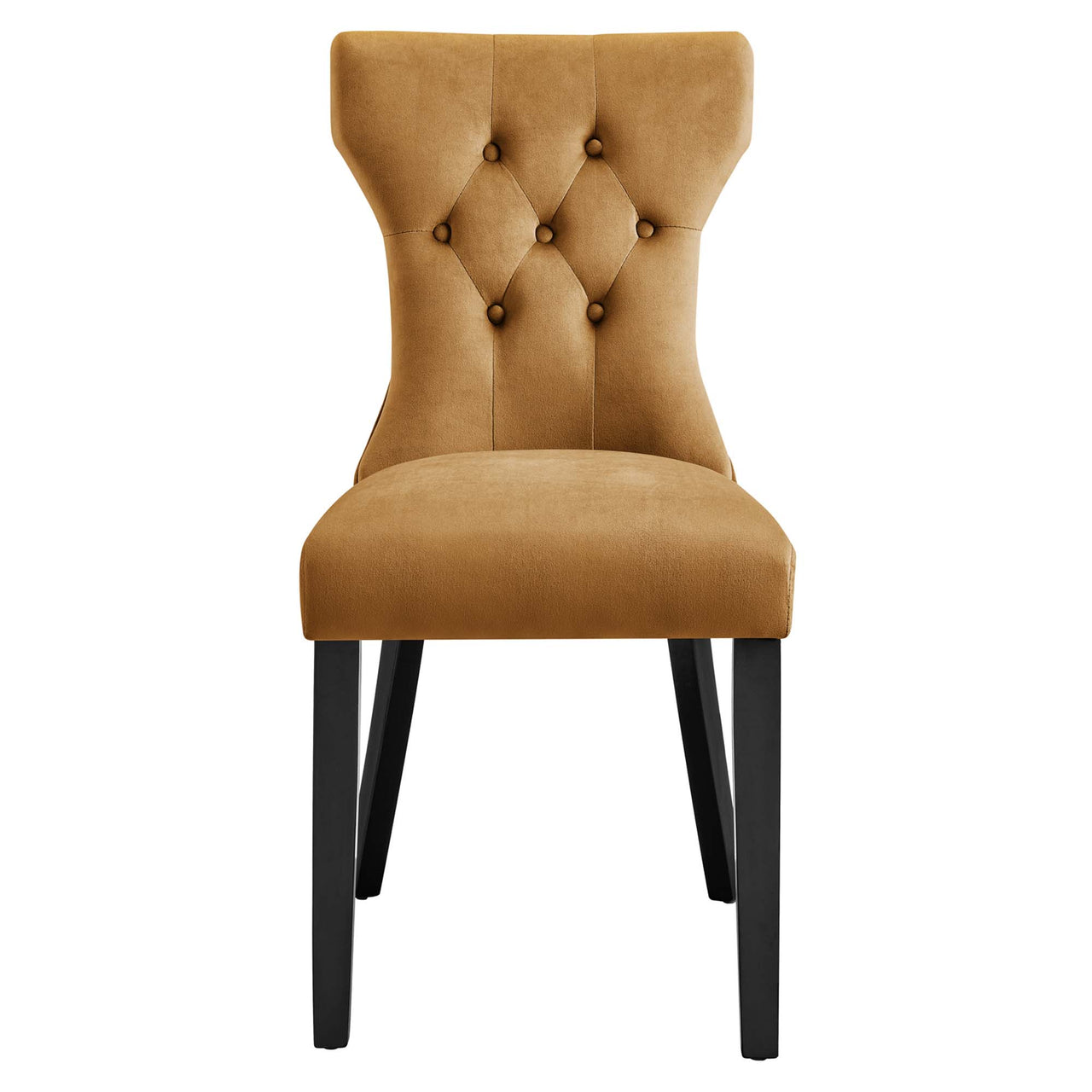 Hourglass Velvet Dining Chair Set of 2, Cognac