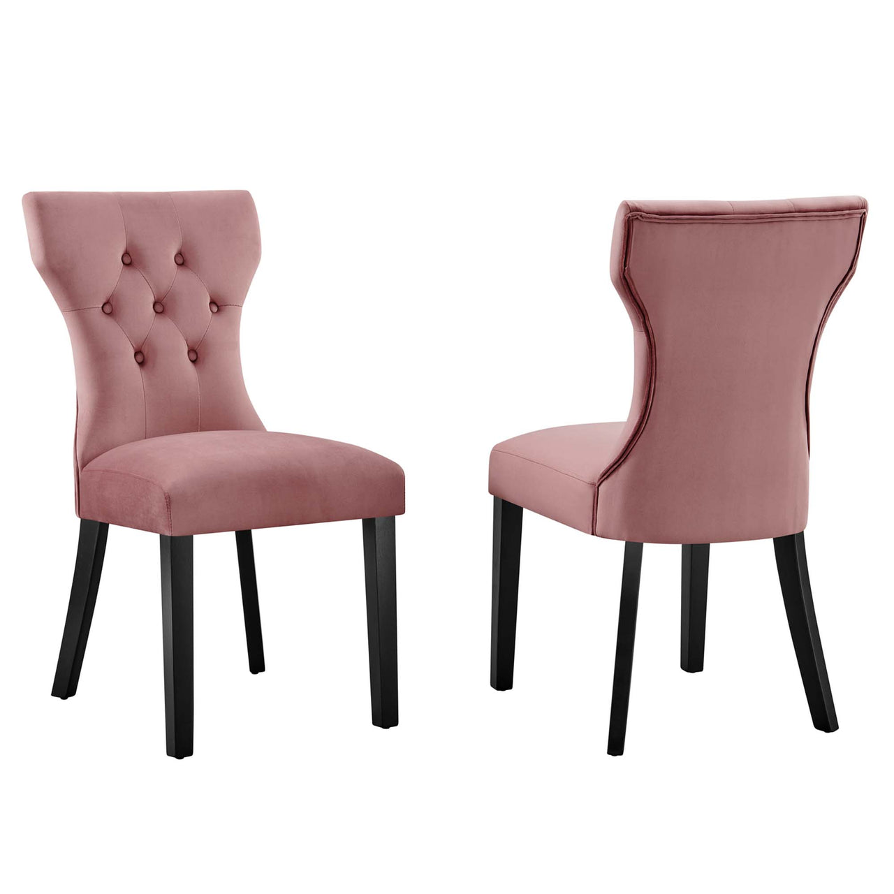 Hourglass Velvet Dining Chair Set of 2, Dusty Rose