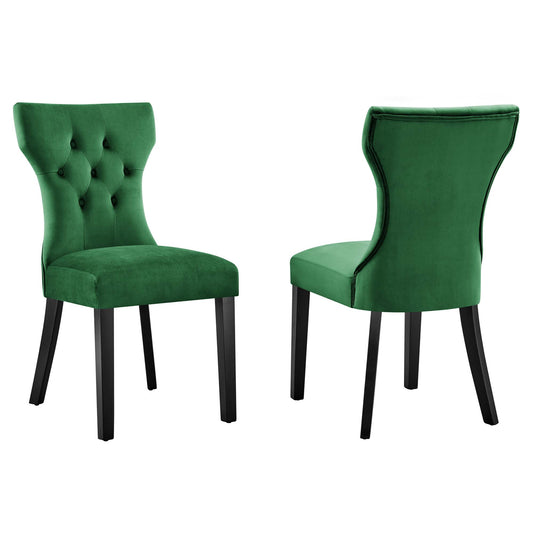 Hourglass Velvet Dining Chair Set of 2, Emerald