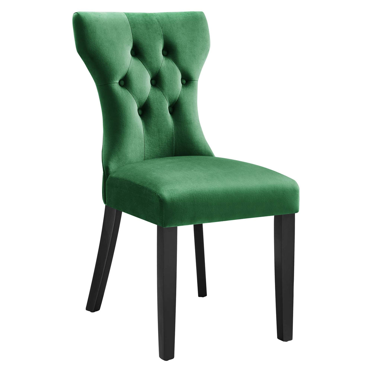 Hourglass Velvet Dining Chair Set of 2, Emerald