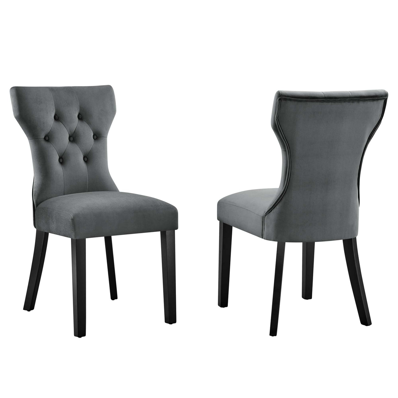 Hourglass Velvet Dining Chair Set of 2, Gray