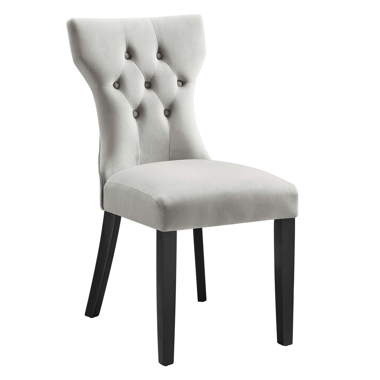 Hourglass Velvet Dining Chair Set of 2, Light Gray