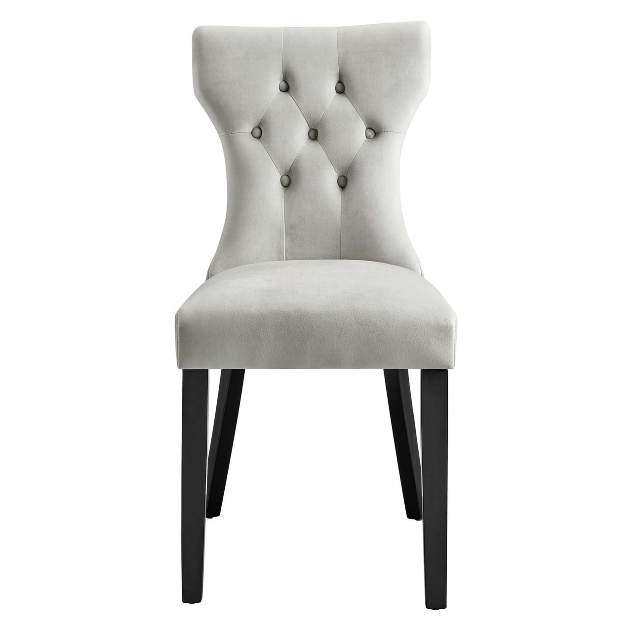 Hourglass Velvet Dining Chair Set of 2, Light Gray