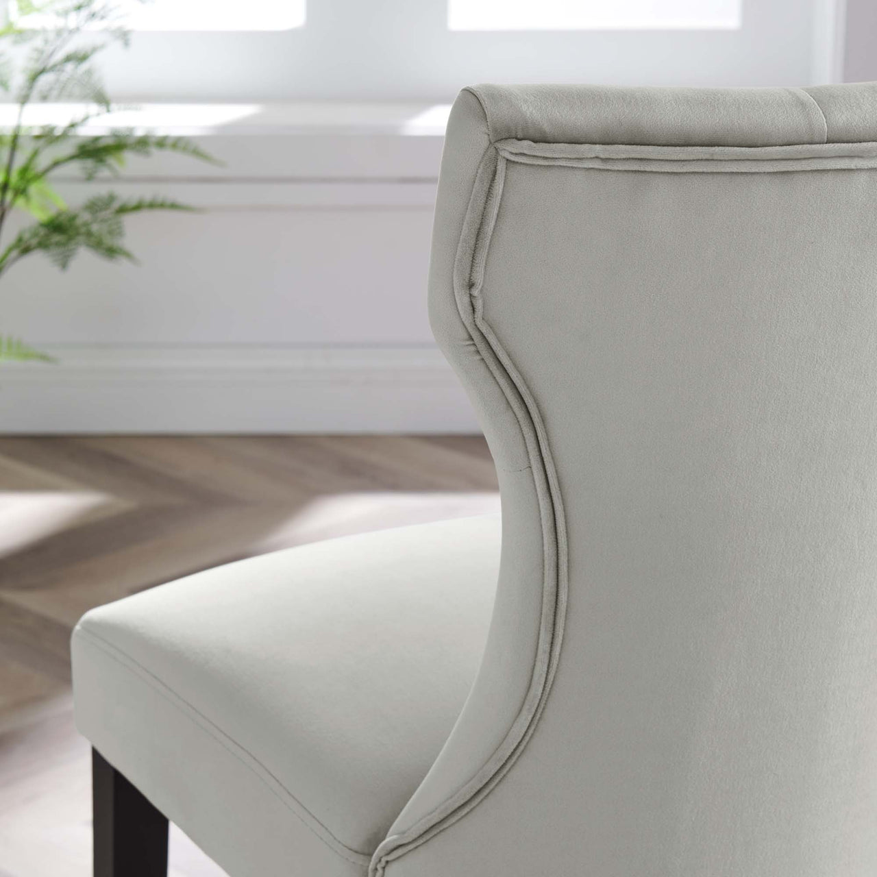 Hourglass Velvet Dining Chair Set of 2, Light Gray