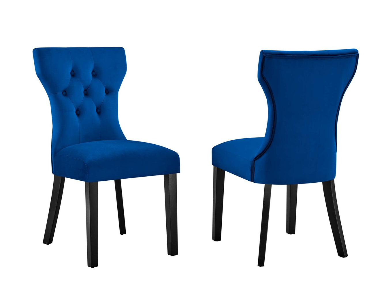 Hourglass Velvet Dining Chair Set of 2, Navy