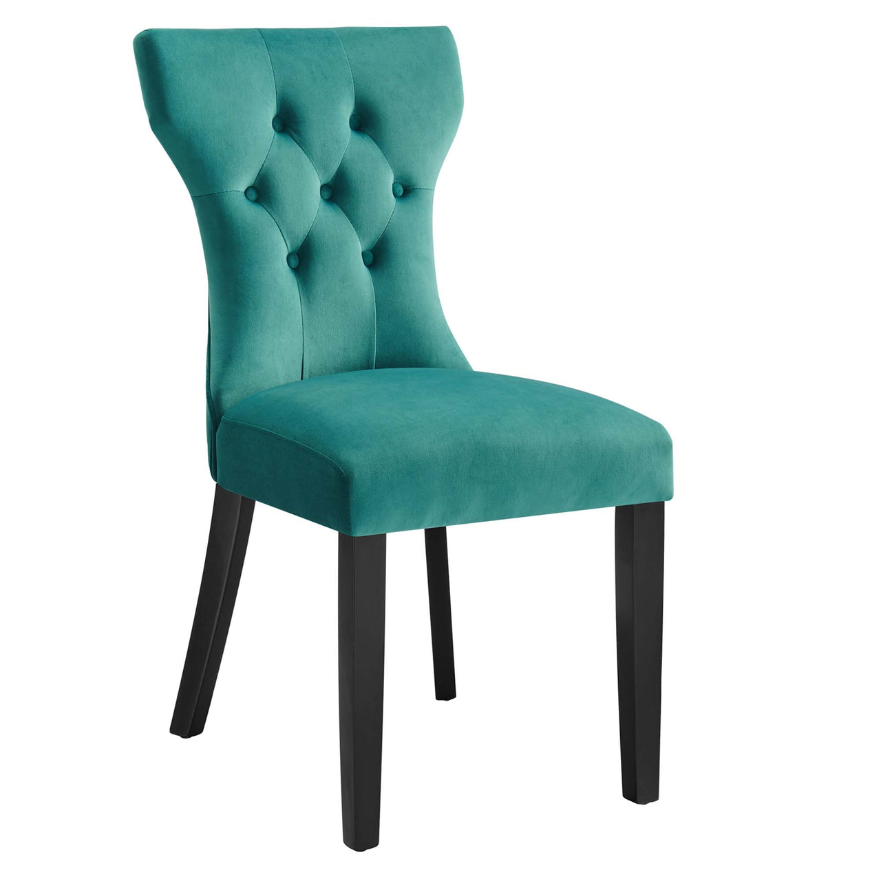 Hourglass Velvet Dining Chair Set of 2, Teal