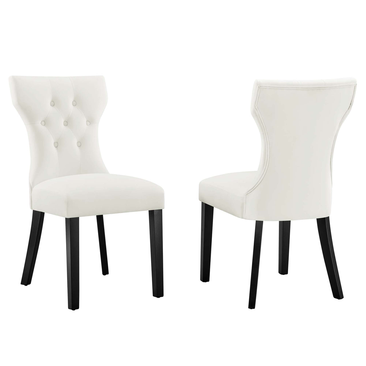 Hourglass Velvet Dining Chair Set of 2, White