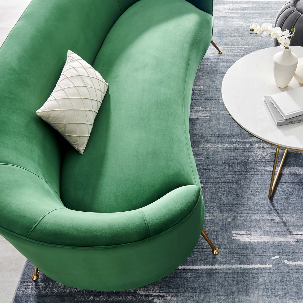 Covetina Velvet Sofa, Emerald