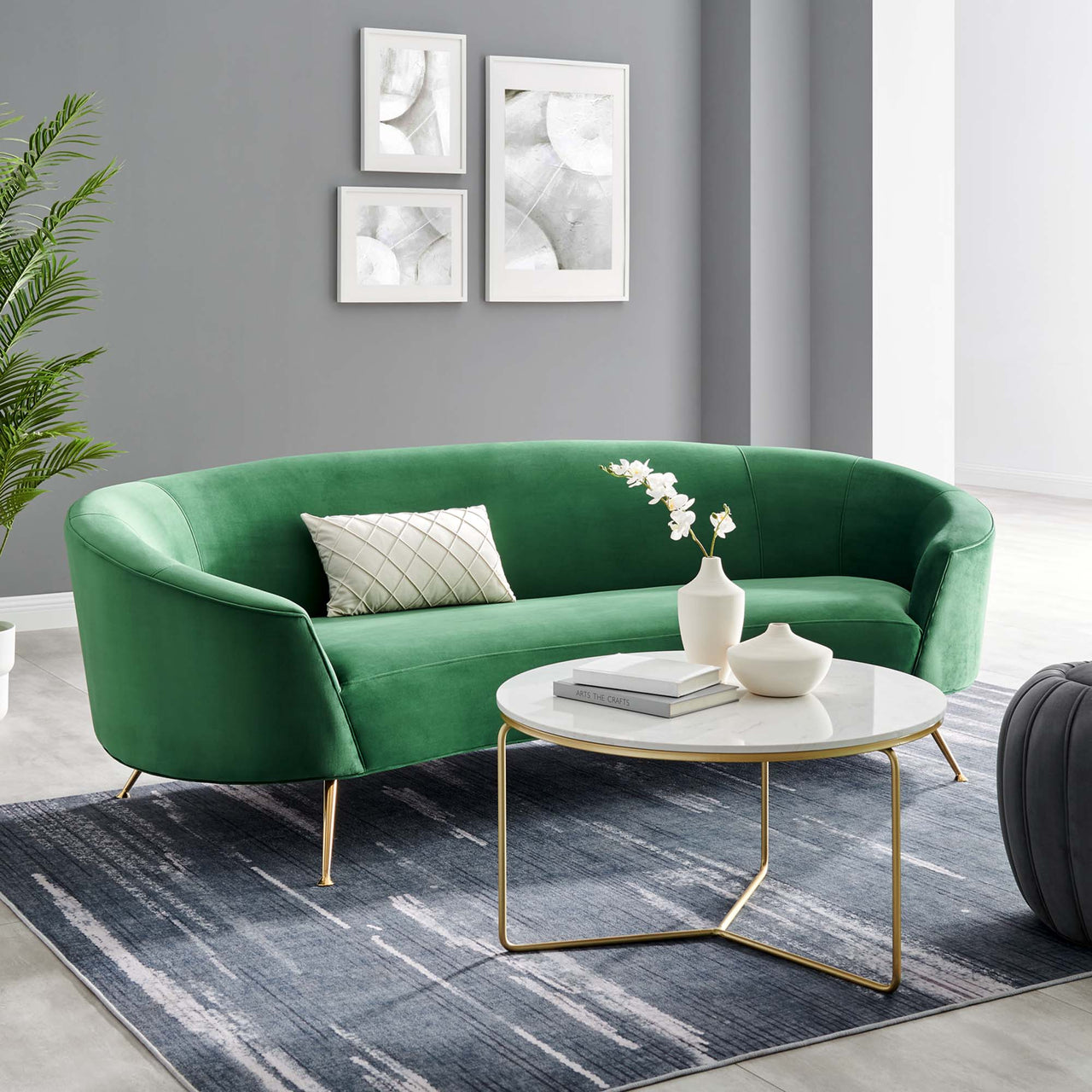 Covetina Velvet Sofa, Emerald