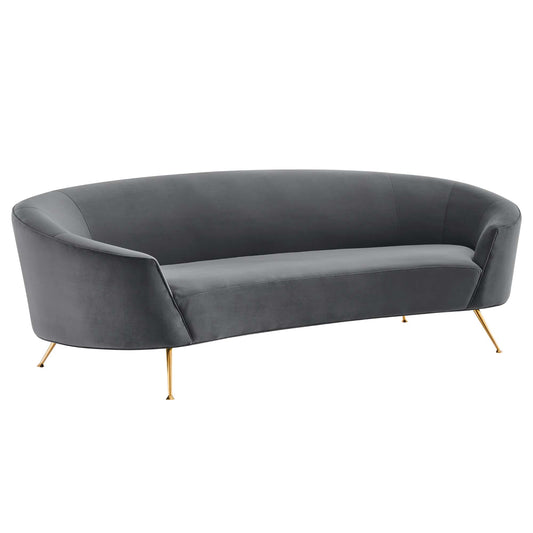 Covetina Velvet Sofa, Gray