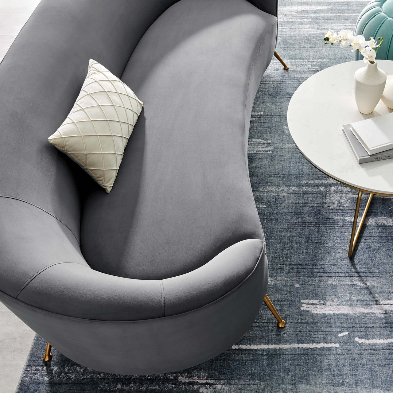 Covetina Velvet Sofa, Gray