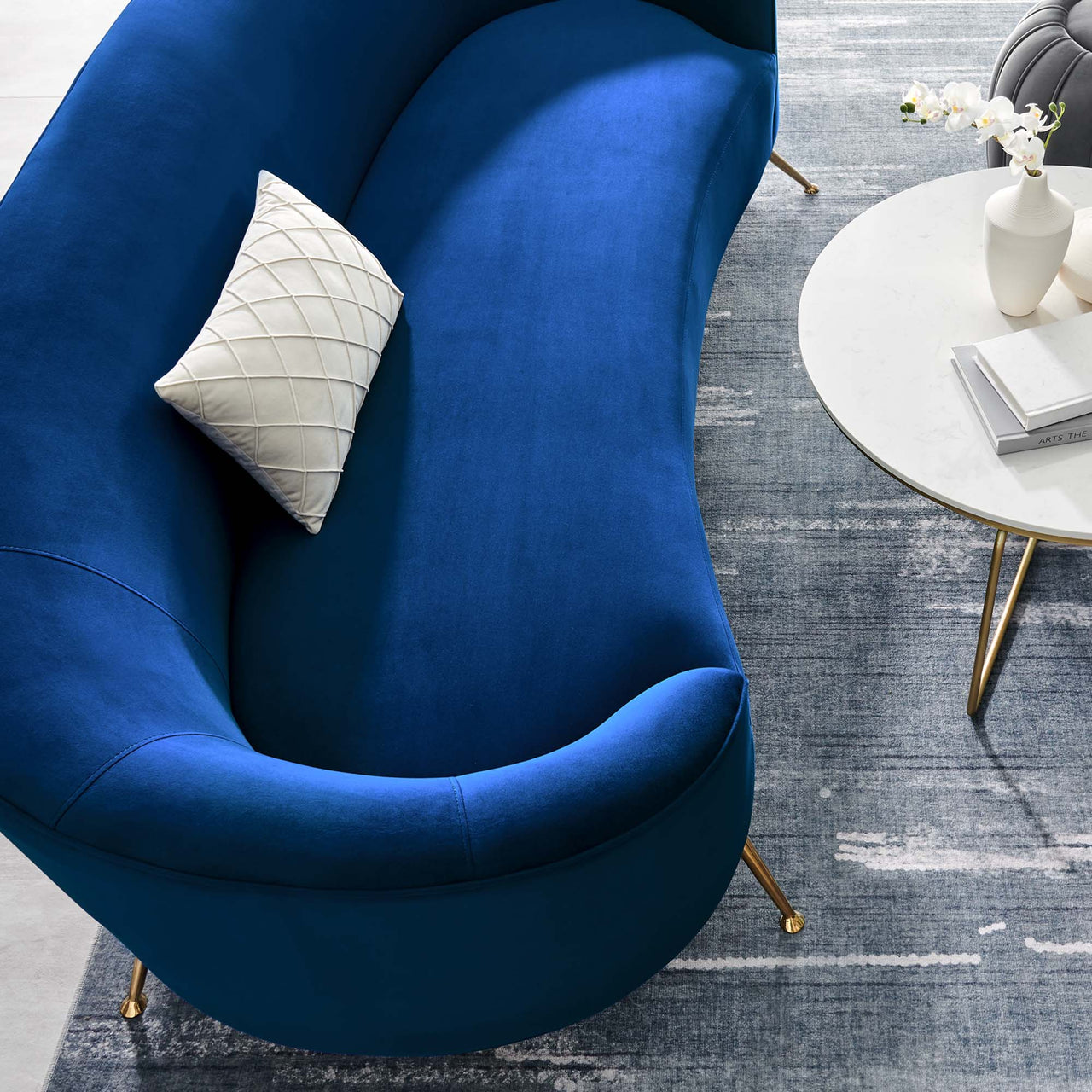 Covetina Velvet Sofa, Navy