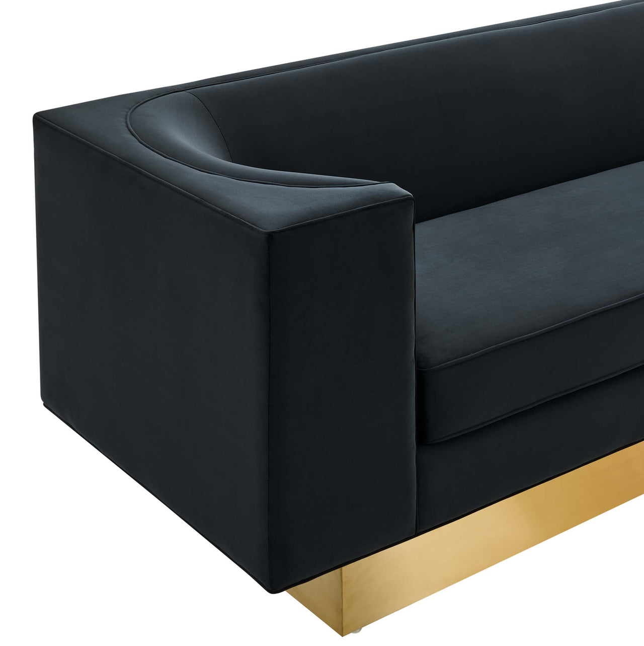 Elarion Upholstered Velvet Sofa, Black