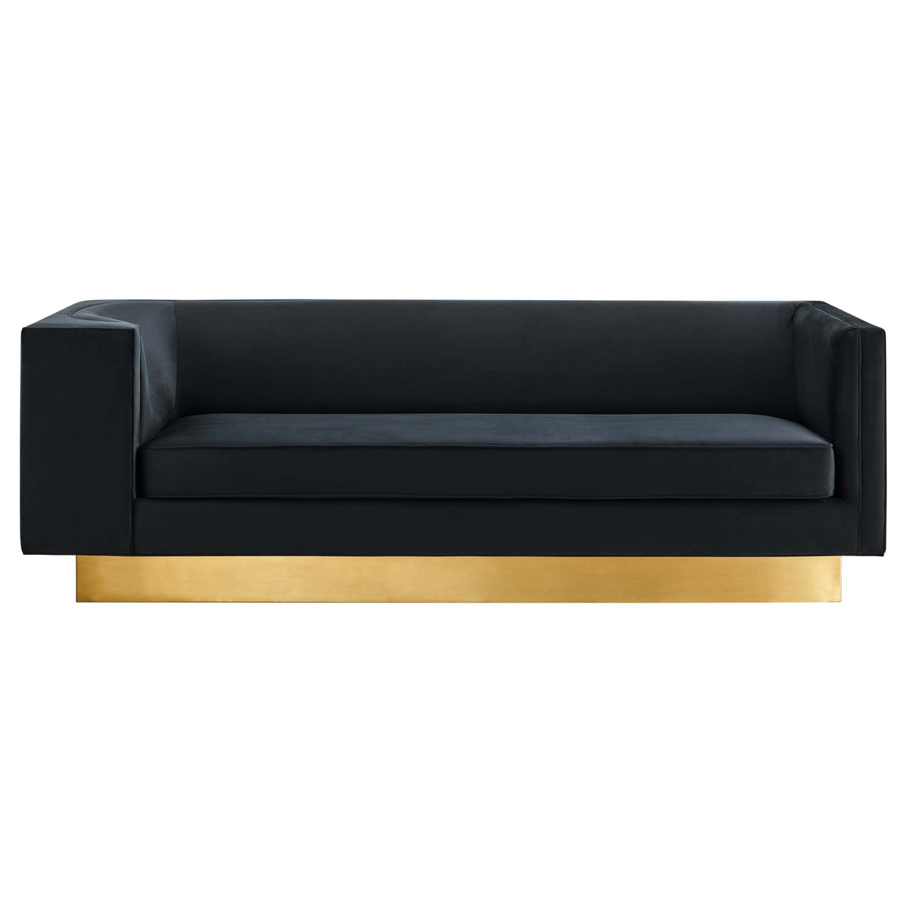 Elarion Upholstered Velvet Sofa, Black