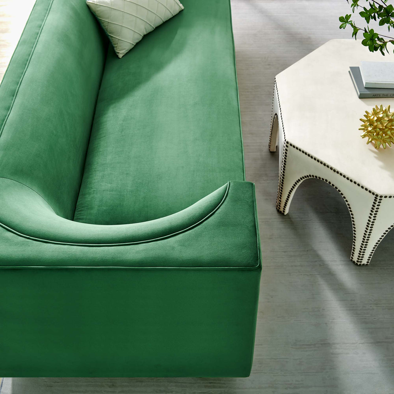 Elarion Upholstered Velvet Sofa, Emerald