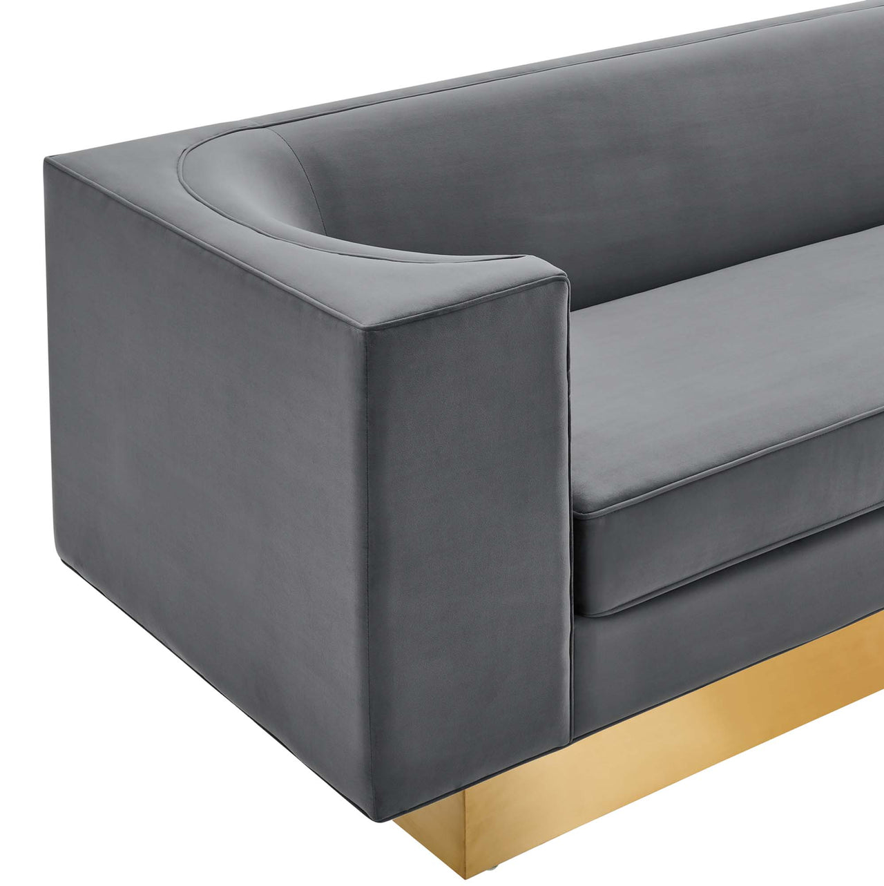 Elarion Upholstered Velvet Sofa, Gray