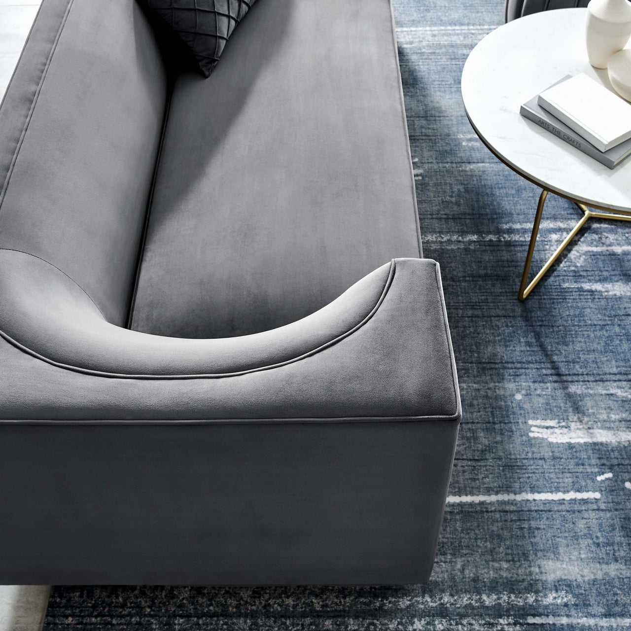Elarion Upholstered Velvet Sofa, Gray