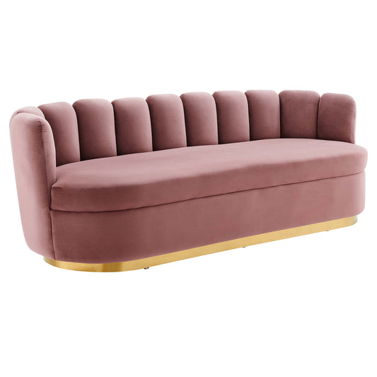 Nerina Upholstered Velvet Sofa, Dusty Rose