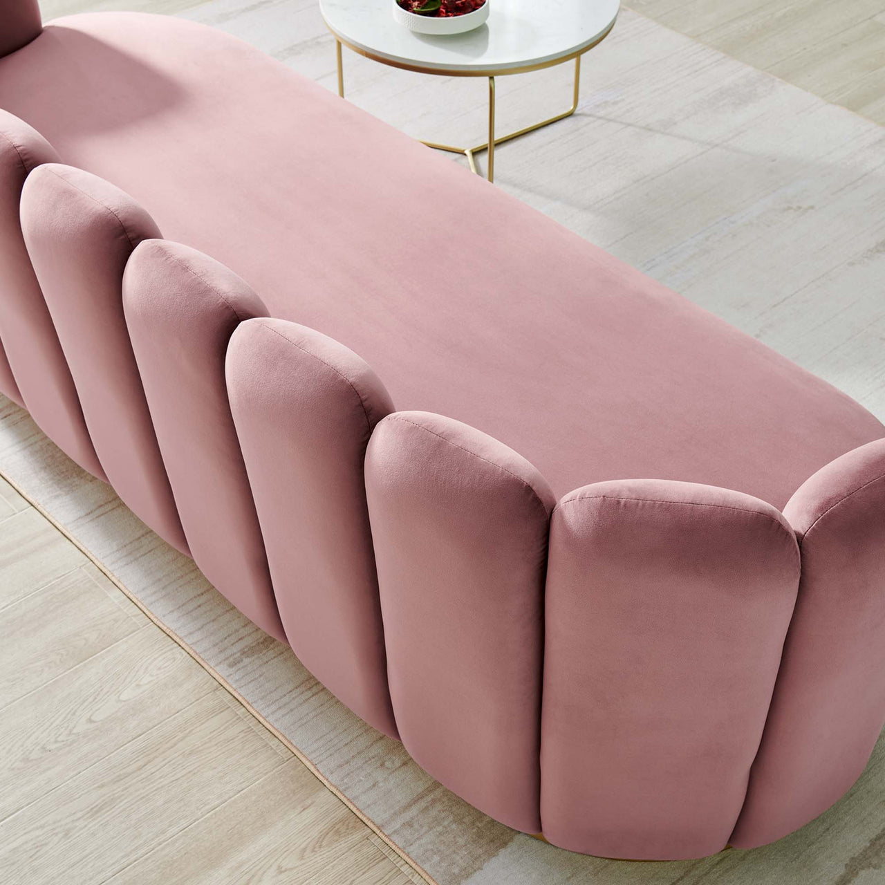 Nerina Upholstered Velvet Sofa, Dusty Rose