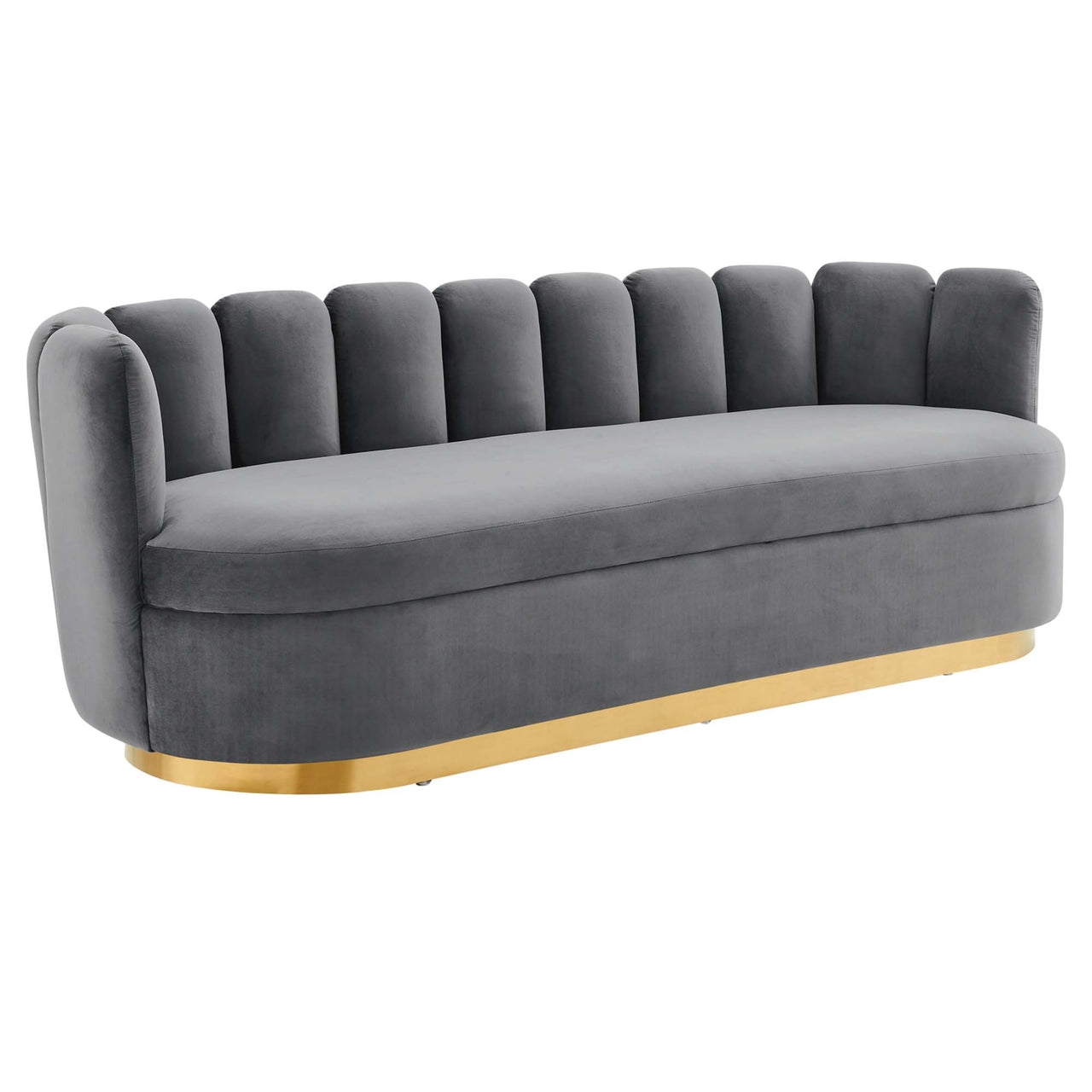 Nerina Upholstered Velvet Sofa, Gray