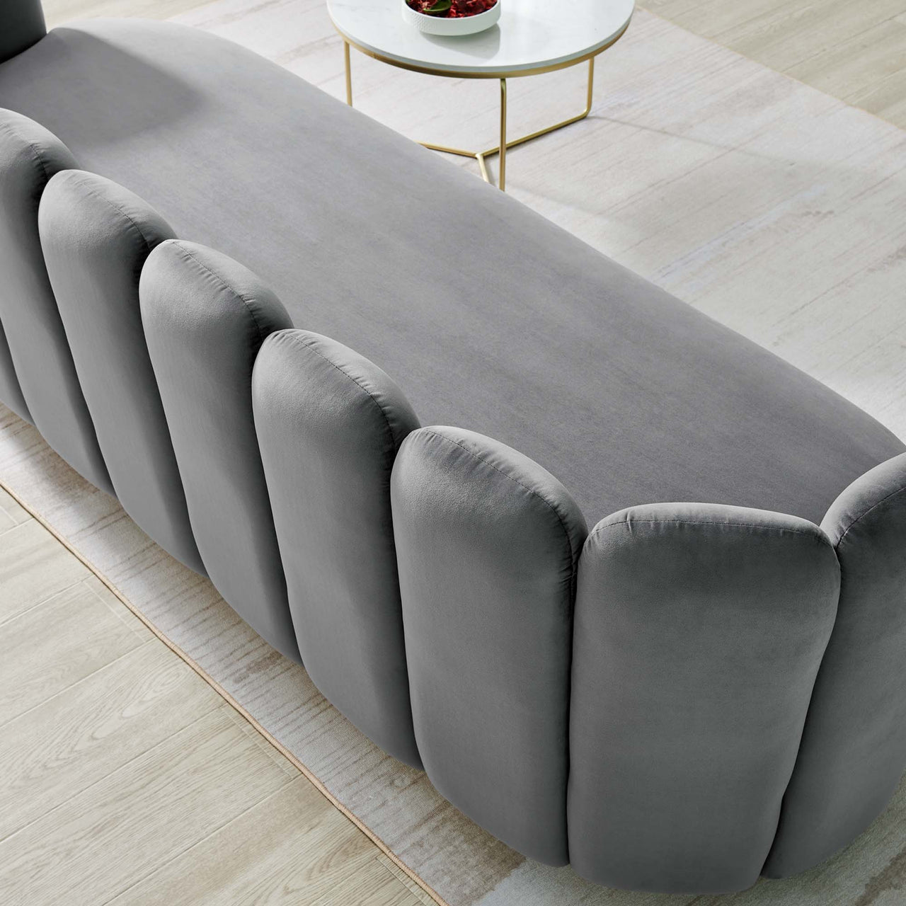 Nerina Upholstered Velvet Sofa, Gray
