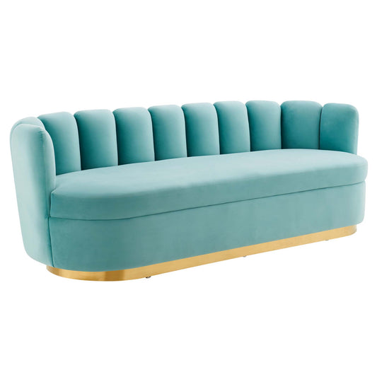 Nerina Upholstered Velvet Sofa, Mint