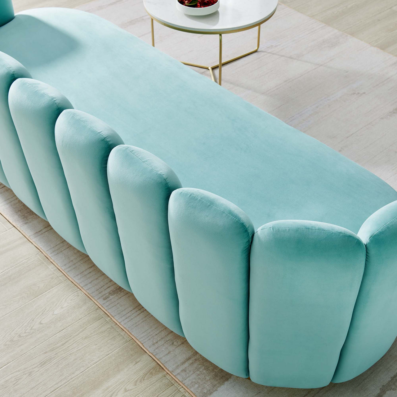 Nerina Upholstered Velvet Sofa, Mint