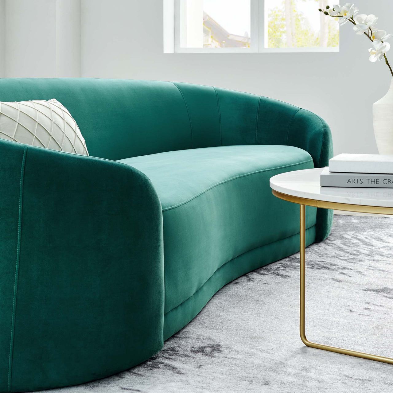 Vilonne Velvet Sofa, Teal
