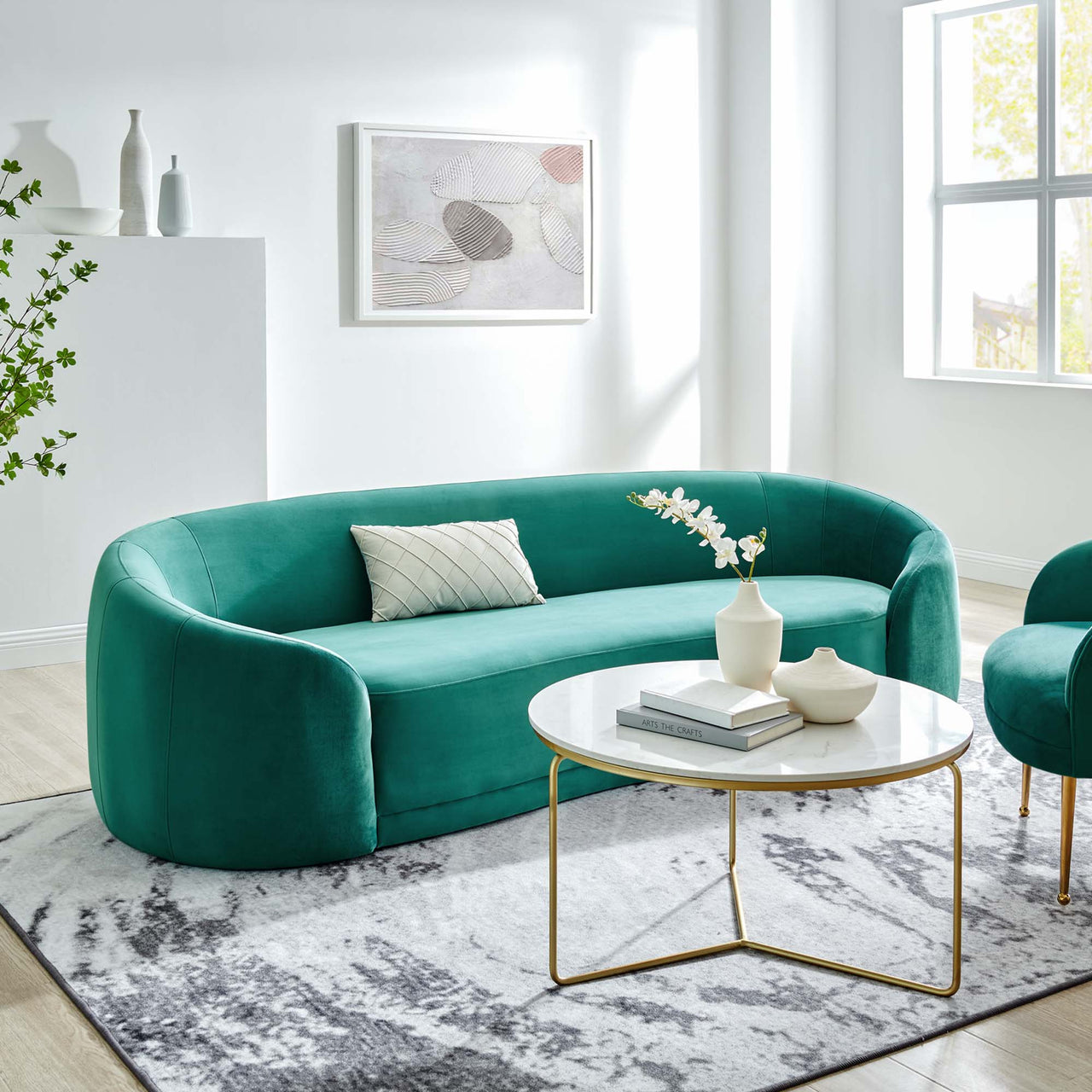 Vilonne Velvet Sofa, Teal