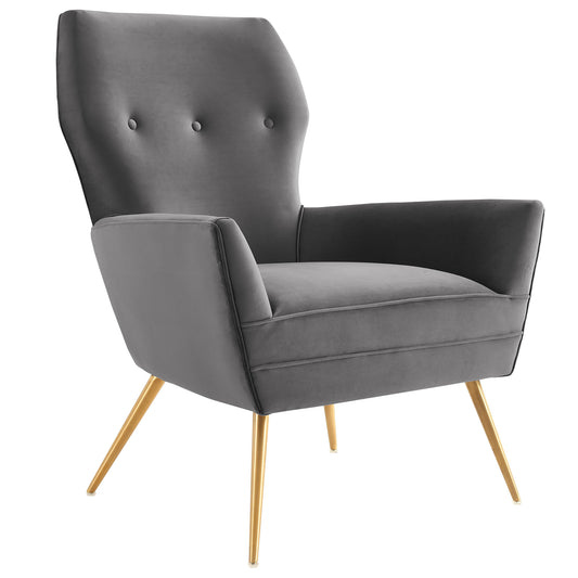 Regina Upholstered Velvet Armchair, Gray