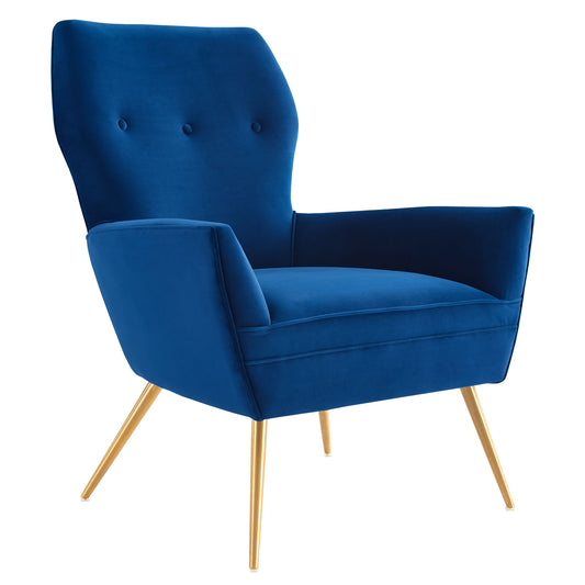 Regina Upholstered Velvet Armchair, Navy